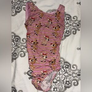 Pink Reindeer Print Kids' Bodysuit